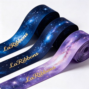 Ruban Gros-Grain Personnalisé à Imprimé Galaxie et Étoiles, Thème Spatial, en Polyester, pour Emballage Cadeau, Vente en Gros en Rouleau - Product Image 4