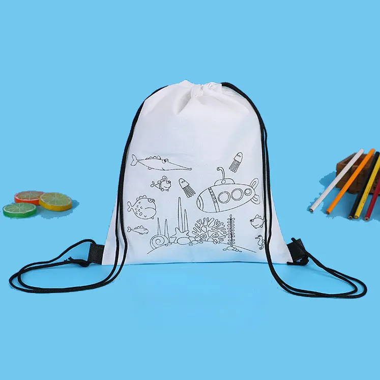 Divertente giocattolo educativo per bambini disegno fai da te zaino con coulisse per bambini borsa carina non tessuta fai da te per bambini