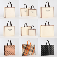 Sac de courses écologique recyclable en non-tissé avec longue poignée, motif léopard imprimé, logo personnalisé, sac en PP non tissé