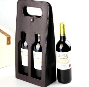 Bolsas de Regalo para Vino de Cuero PU, Caja de Vino Negra Personalizada con Logotipo Estampado en Caliente, Caja de Vino de Cuero para una Sola Botella - Product Image 3