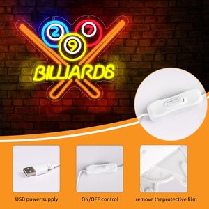 Enseigne néon LED de billard pour décoration murale, enseigne LED lumineuse pour bar, club de snooker, ou cave à homme - Product Image 3