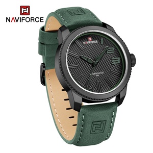 Montre NAVIFORCE 9202 originale pour homme, montre-bracelet étanche, cuir véritable, vente flash, montre à quartz. - Product Image 3
