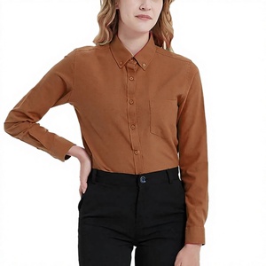Camisa de Oficina para Mujer, Otoño, Manga Larga, 100% Algodón, Cuello con Botones, OEM, Blusa de Manga Larga, Camisa Oxford, Corte Clásico - Product Image 5