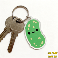 Porte-clés Kawaii en forme de cornichon vert mignon avec visage souriant et bosses, breloque en acrylique transparent pour clés, sacs, sacs à dos