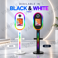 Machine de photomaton pour événements avec iPad et appareil photo reflex numérique, coque ovale pour kiosque iPad avec éclairage RGB, garantie de 2 ans et flight case 9,7-12,9 pouces