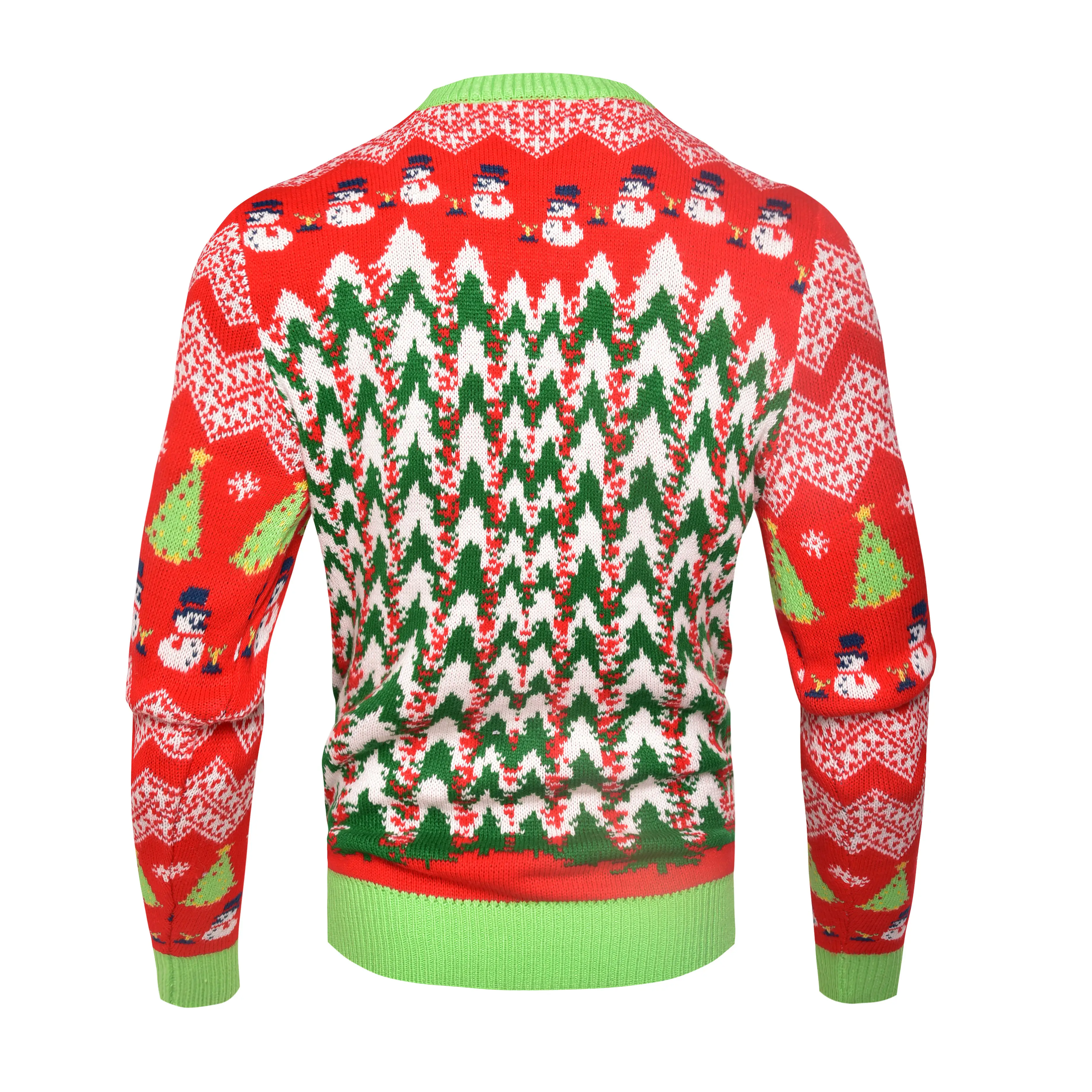 2023 OEM/ODM यूनिसेक्स क्रिसमस पेड़ jacquard बुनाई स्वेटर ओ-गर्दन बुना हुआ बदसूरत oversized स्वेटर क्रिसमस बुना हुआ स्वेटर