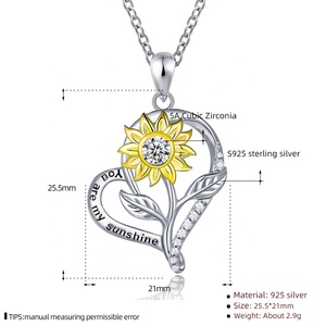GP108คุณเป็นของฉันซันไชน์จี้925เงินรูปหัวใจจี้ดอกทานตะวันสำหรับสร้อยคอเครื่องประดับสำหรับผู้หญิง - Product Image 5