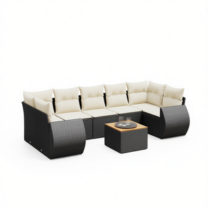 Conjunto de Sofás Modulares de Ratán PE Negro para Jardín, Muebles Resistentes para Exteriores con Cojines de Espuma de Alta Densidad - Product Image 1