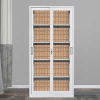 Armoire de classement en acier à 2 portes coulissantes, armoire de rangement en métal avec étagères réglables pour le bureau