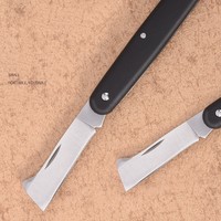 Nouveau couteau de camping pliable en acier inoxydable, outil de jardinage, couteau de greffage et d'élagage pour bonsaï avec manche en plastique noir