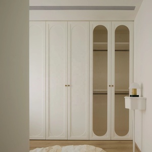 <span class=keywords><strong>Dressing</strong></span> intégré en bois massif de style crème français, avec coiffeuse intégrée pour un rangement élégant de la chambre, garantie 5 ans - Product Image 4