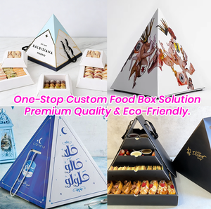Caja de Papel Ecológica en Forma de Pirámide para Alimentos para Llevar con Inserto y Cinta para Pasteles, Waffles, Sushi, Brownies y Galletas - Product Image 3