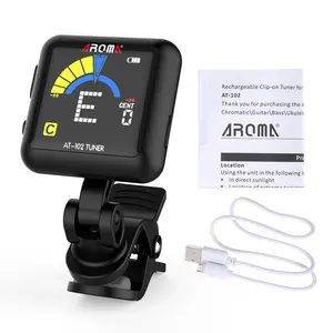 Guitar Tuner Rechargeable Clip-on Digital Tuner for Chromatic Guitar Bass Ukulele AROMA AT-102