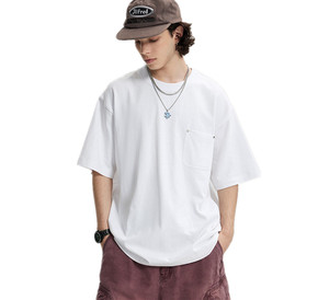 เสื้อยืดผ้าคอตตอนถักสำหรับผู้ชายขนาดใหญ่พิเศษใส่สบายมีกระเป๋าหน้าอกระบายอากาศได้ดีเป็นมิตรกับสิ่งแวดล้อมดีไซน์คลาสสิก - Product Image 3