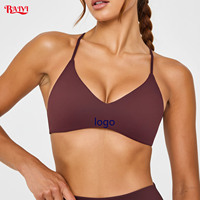 Soutiens-gorge de yoga personnalisés avec logo, sans manches, en nylon et élasthanne, avec soutien-gorge intégré, maintien élevé, pour le fitness et le sport