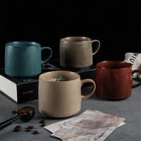 Tasse en céramique personnalisée écologique vintage, tasse à café à glaçure réactive, tasse en porcelaine rétro de 450ml, 15 onces avec poignée