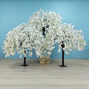 F03-1 Indoor Decor Table Centerpiece Hanging Sakura Flower Tree 4ft 5ft White Weeping Artificial Cherry Blossom Tree for Wedding