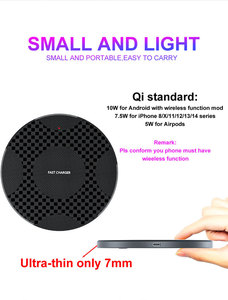 OEM Logo Gift 10W Carga inalámbrica rápida Almohadilla de escritorio redonda Certificado Teléfono móvil Viaje <span class=keywords><strong>Mini</strong></span> cargador inalámbrico - Product Image 6