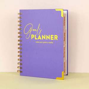 สมุดแพลนเนอร์/บันทึก/ออร์กาไนเซอร์ A5 แบบไม่มีวันที่  ปกสีชมพู  แบบสันห่วง  ลายตาราง  สำหรับจดบันทึกเป้าหมายรายวัน/รายสัปดาห์  รับผลิตแบบสั่งทำพิเศษ (Custom Private Label) - Product Image 2