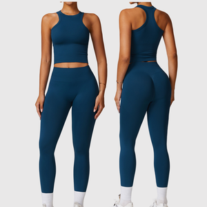 2024, Tops cortos integrados sin costuras de talla grande para <span class=keywords><strong>mujer</strong></span>, trajes de Yoga, mallas de cintura alta, chalecos acolchados sin mangas, ropa de gimnasio, ropa de entrenamiento - Product Image 1