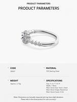 Bague de fiançailles en argent sterling 925 avec moissanite couleur D VVS 1 carat, halo rond, pour femme, cadeau parfait pour un anniversaire