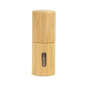 Bambu Caso Viagem Portátil 3ml Óleo Essencial Perfume Dispenser Garrafa Rolo De Vidro Cosmético no Rolo De Caixa De Madeira Cosmética Personalizada