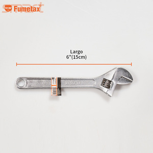 Chiave Inglese FUMETAX Regolabile <span class=keywords><strong>in</strong></span> Acciaio al Carbonio Forgiato, 6 Pollici, Finitura Cromata, Graduazione Doppia Pollici/<span class=keywords><strong>Millimetri</strong></span>, Fai-da-Te, Metrica, OEM - Product Image 4