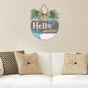 Màu xanh trước cửa trang trí mùa đông chào đón trang trại cửa móc áo hiên mộc mạc bông tuyết gỗ Garland tường treo trang trí - Product Image 6