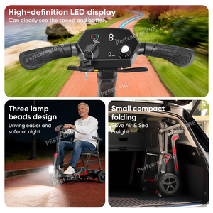 Scooter de mobilité à 3 roues ultra léger en aluminium de 14 kg, moteur sans balais de 270 W, double batterie, autonomie de 40 km pour personnes âgées, handicapées - Product Image 5