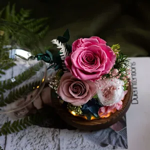 Cadeaux de la Saint-Valentin - <span class=keywords><strong>Rose</strong></span> éternelle réelle - Bella - Idées de nouveaux produits 2025 - Roses éternelles - Fleur préservée dans un dôme en verre - Product Image 2
