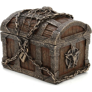 Custom Craft Home Decor Jewelry Box Unique resin bronze Chain Retro Pirate Mini treasure Stash Box