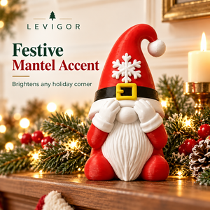 LEVIGOR Christmas Santa Gnome Figurine Red White Plastic Decor Shelf Styling Holiday Ornament - Product Image 3
