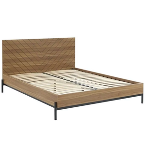 Cadre de <span class=keywords><strong>lit</strong></span> <span class=keywords><strong>en</strong></span> bois pour <span class=keywords><strong>lit</strong></span> queen-size, tête de <span class=keywords><strong>lit</strong></span> avec panneaux <span class=keywords><strong>en</strong></span> chevron inclinés, pieds <span class=keywords><strong>en</strong></span> métal noir, rangement durable, minimaliste, écologique, pour chambre à coucher - Product Image 5