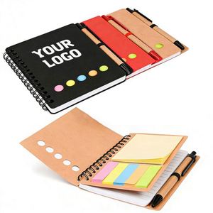 YS041 Customizable Logo Kraft Notepad with Pen Memo <b>Sticky</b> <b>Notes</b> Spiral Notebook Printed Promotion Custom Notepads With Pen - Product Image 1