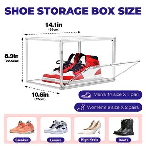 자석식 아크릴 스니커즈 박스 조립식 투명 신발 정리함 접이식 플라스틱 신발 보관 컨테이너 박스 랙 - Product Image 3