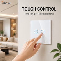 Interrupteur intelligent Chuyun Matter avec panneau en verre, étanche, compatible Google Alexa, avec ou sans fil neutre