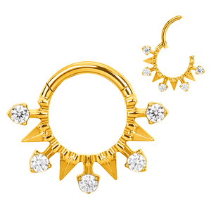 G23 Titanium CZ Fan Triangle Edge Hinged Segment <b>Hoop</b> Ring Asscher Cut Zircon Body Jewelry for Children <b>Nose</b> Piercing Weddings - Product Image 2