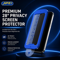 Protection d'écran anti-espion à 28 degrés avec kit d'installation facile, extraction automatique de la poussière, verre trempé anti-espion avec boîte d'alignement de précision