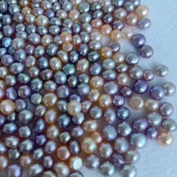 Perles d'eau douce de qualité AAAA, 5-6 mm, non percées, forme bouton, irisées foncées, couleur rose-violet, perles en vrac, marque HB
