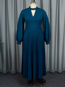 Maniche lunghe a lanterna tagliate Maxi <span class=keywords><strong>abiti</strong></span> a pieghe da donna <span class=keywords><strong>Curvy</strong></span> <span class=keywords><strong>taglie</strong></span> forti - Product Image 5