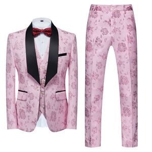 Erkek düğün Slim Fit Suit <span class=keywords><strong>3</strong></span>-Piece mavi jakarlı siyah şal yaka uyarlanmış iş resmi damat balo kostü<span class=keywords><strong>m</strong></span> artı boyutu - Product Image 5