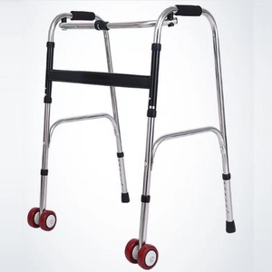 Aide à la marche en acier inoxydable, hauteur réglable avec roues, pour soutenir la mobilité des personnes âgées - Product Image 1