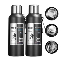 Portable Large Capacity Car <strong>Thermos</strong> Cup Double Wall Vacuum Stainless Steel All-steel Water Bottle with <strong>Tea</strong> and Water Separation
