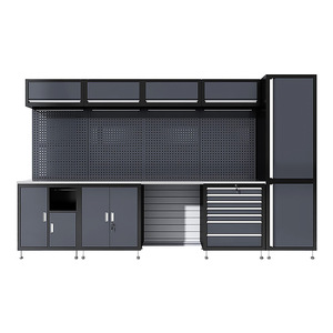 9 unités de rangement modulaire personnalisé pour garage, armoire de rangement robuste en métal, coffre à outils, poste de travail pour garage automobile, établi, <span class=keywords><strong>table</strong></span> de travail - Product Image 1