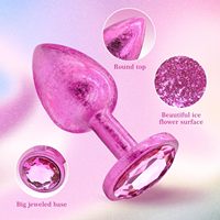 Kit d'entraînement anal 3 pièces en alliage d'aluminium pour adultes, jouet sexuel, finition rose douce effet flocon de glace, point G, prostate, tailles S/M/L