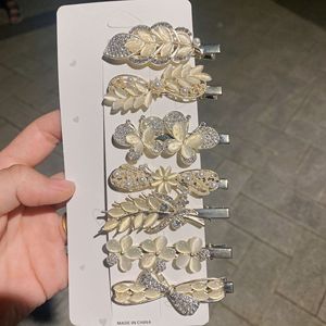 Superbes épingles à cheveux en forme de papillon, de <span class=keywords><strong>bec</strong></span> d'oiseau et de feuille, ornées de pierres œil de chat et de strass exquis, accessoires capillaires en métal - Product Image 4