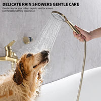 Ensemble de robinetterie de luxe en laiton massif et céramique pour baignoire et douche, finition or brossé, avec jet pluie, idéal pour hôtels et salles de bain