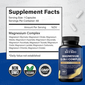 BSTBIO OEM/ODM Suplementos <span class=keywords><strong>de</strong></span> complejo <span class=keywords><strong>de</strong></span> <span class=keywords><strong>magnesio</strong></span> con <span class=keywords><strong>citrato</strong></span> <span class=keywords><strong>de</strong></span> glicinato 12 en 1 Cápsulas <span class=keywords><strong>de</strong></span> <span class=keywords><strong>magnesio</strong></span> - Product Image 3