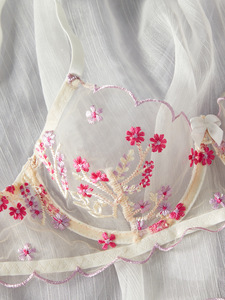 Wholesale Floral Embroidery Lace Lingerie <b>Set</b> <b>Sexy</b> Sheer Mesh Underwire Bra and Thong Panties <b>Set</b> 2 Piece Romantic Intimates <b>Set</b> - Product Image 4