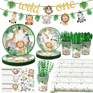 Vente flash - Ensemble de fournitures pour fête sur le thème des animaux sauvages - Décorations pour fête d'<span class=keywords><strong>anniversaire</strong></span> d'enfants sur le thème de la <span class=keywords><strong>jungle</strong></span> - Product Image 5